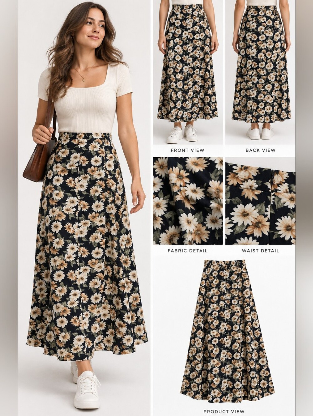 Jonathan Martin Vintage Daisy Midi Skirt
